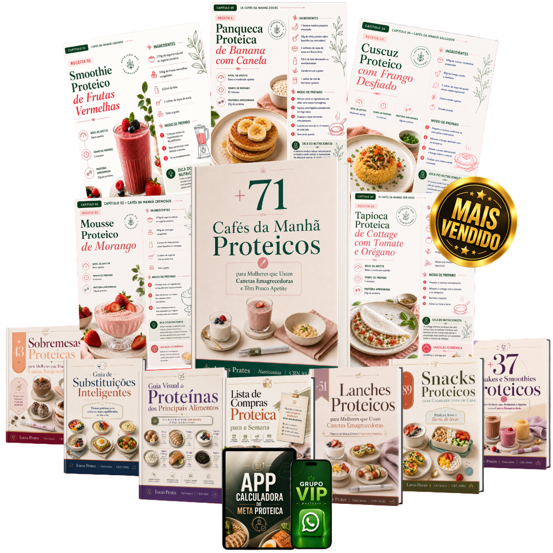 +71 Cafés da Manhã Proteicos - mockup do plano completo com todos os bônus